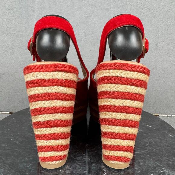Palomitas by Paloma Barcelo Red Wedge Espadrille Shoes Women’s Size 39/ 8.5-9 US - Picture 3 of 8